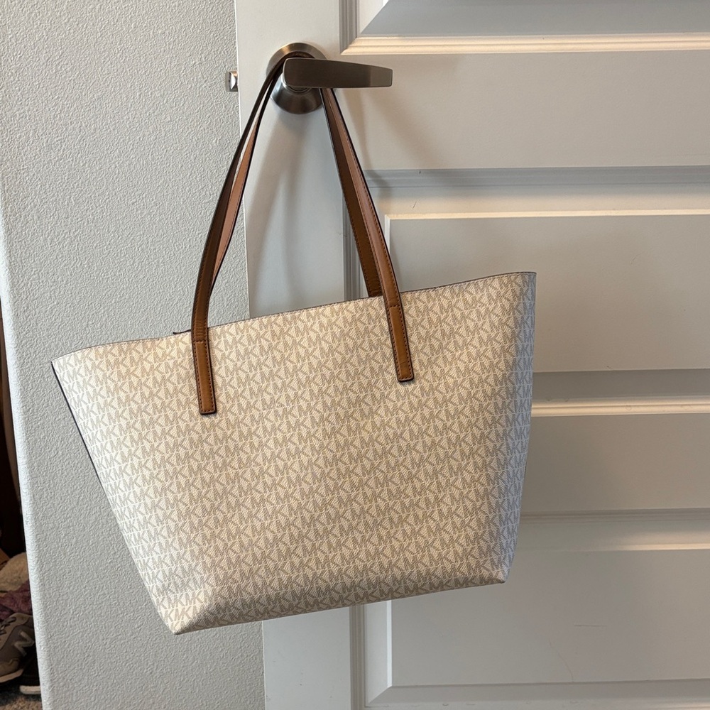 Michael Kors Cream and Tan Tote Bag
